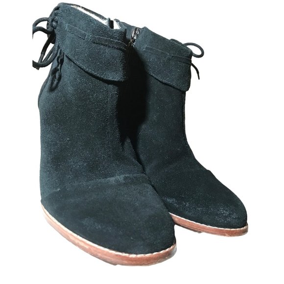 BLACK LEATHER WEDGE NEW YORK DESIGNER - Picture 5 of 14